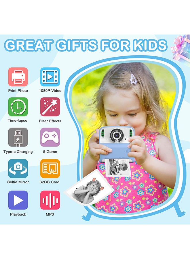 XiuWoo Instant Print Camera for Kids, Christmas Birthday Gifts for Age 3-12, 2.4 Inch Screen Inkless Children Selfie Digital Camera, Toddlers Portable Travel Toys for 3 4 5 6 7 8 Year Old Girls Boys - Image 2