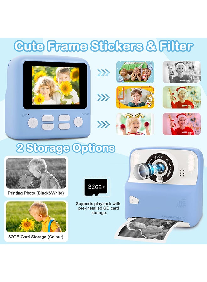 XiuWoo Instant Print Camera for Kids, Christmas Birthday Gifts for Age 3-12, 2.4 Inch Screen Inkless Children Selfie Digital Camera, Toddlers Portable Travel Toys for 3 4 5 6 7 8 Year Old Girls Boys - Image 3