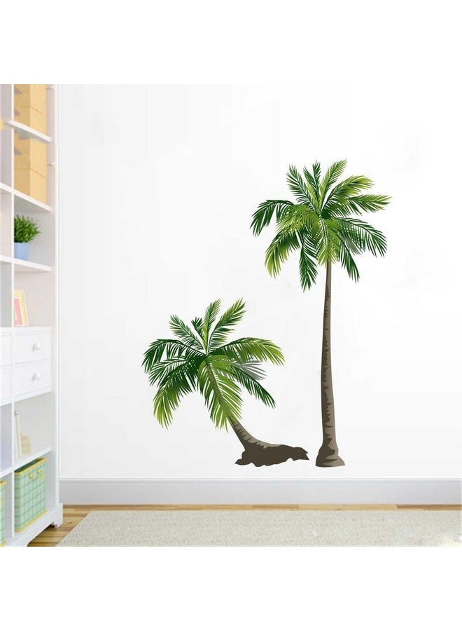 Rawpockets Rawpockets Decal ' Pair Coconut Trees' Multi-Color Large Size Wall Sticker(Material- PVC Vinyl Matte Finish,Wall Coverage Area -Height -80cm X Width -100cm)(Pack of 1) - Image 3