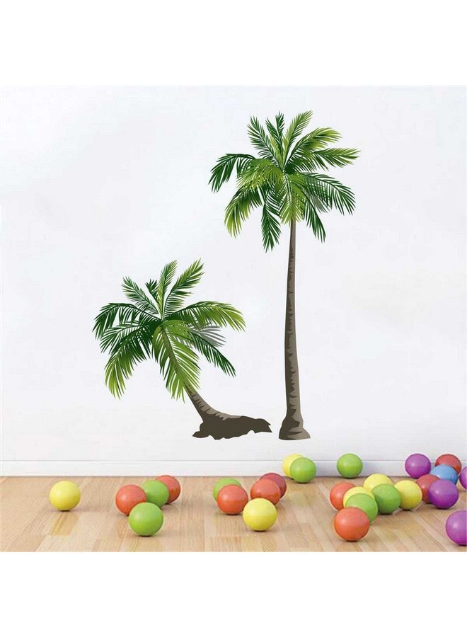 Rawpockets Rawpockets Decal ' Pair Coconut Trees' Multi-Color Large Size Wall Sticker(Material- PVC Vinyl Matte Finish,Wall Coverage Area -Height -80cm X Width -100cm)(Pack of 1) - Image 2