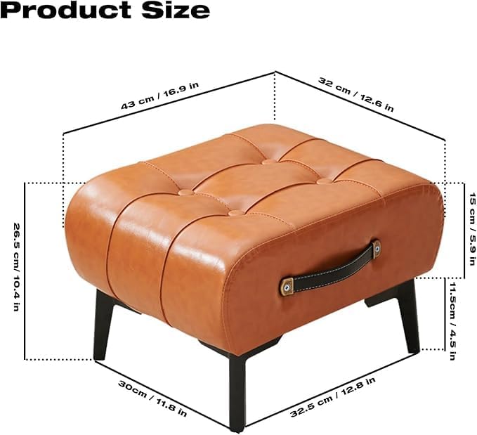 VPGS VPGS FootrestOttoman Stool with Metal Leg and PU Leather Padded Seat Small Foot Stool Foot Rest for Living Room Dining Room  - Image 2