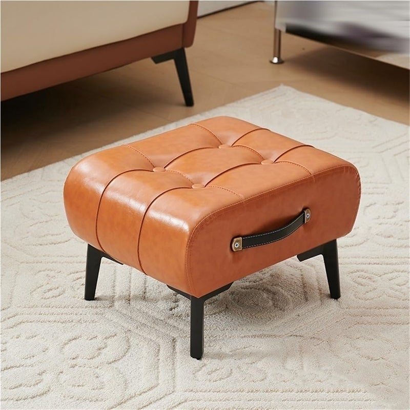 VPGS VPGS FootrestOttoman Stool with Metal Leg and PU Leather Padded Seat Small Foot Stool Foot Rest for Living Room Dining Room  - Image 1
