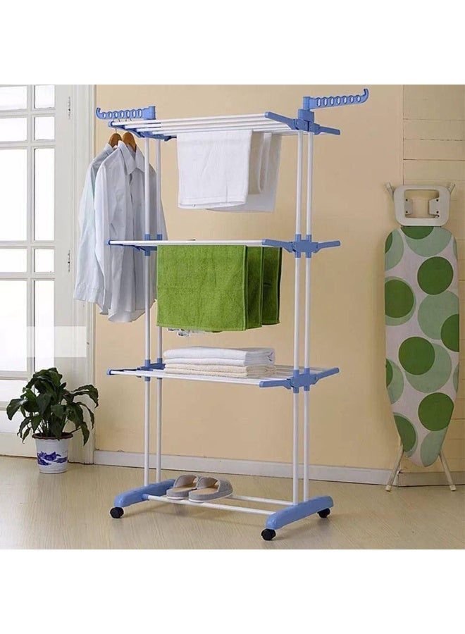 3-tier clothes drying rack with space for socks and hangers, rust and moisture resistant