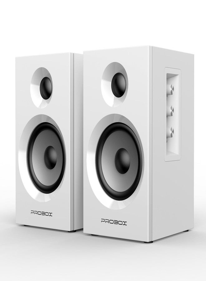 Probox مكبرات صوت Probox BT16 Active Bookshelf، مقاس 3.5 بوصة، مع مكبر صوت عالي التردد مقاس 1 بوصة، 60 واط RMS-Bluetooth 5.3، محول رقمي تناظري مدمج 24 بت، USB، صوت محيطي ديناميكي ثلاثي الأبعاد 2.0، مكبرات صوت للألعاب - أبيض - Image 1