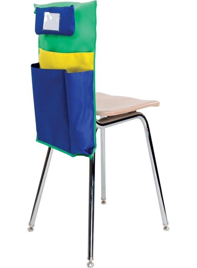 Really Good Stuff Multi-Pocket Chair Pockets with Pencil Case and Water Bottle Holder - 6 Pack - Green/Blue | Classroom Essentials & Must Haves, Seat Sacks for Students, Desk Organizer, Storage Bag - Image 4