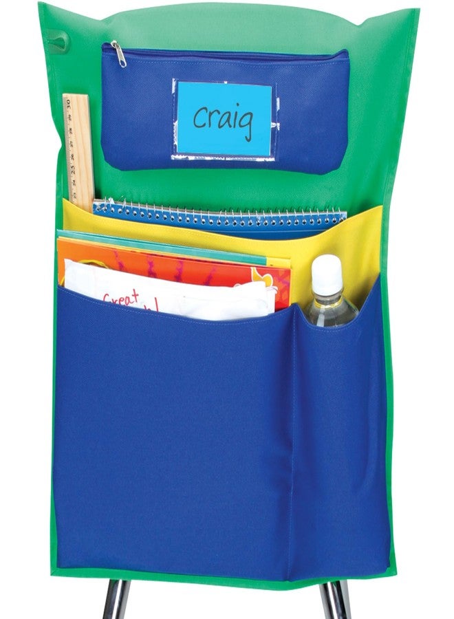 Really Good Stuff Multi-Pocket Chair Pockets with Pencil Case and Water Bottle Holder - 6 Pack - Green/Blue | Classroom Essentials & Must Haves, Seat Sacks for Students, Desk Organizer, Storage Bag - Image 1