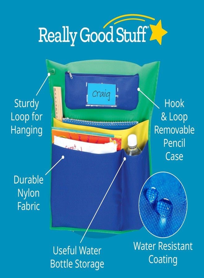 Really Good Stuff Multi-Pocket Chair Pockets with Pencil Case and Water Bottle Holder - 6 Pack - Green/Blue | Classroom Essentials & Must Haves, Seat Sacks for Students, Desk Organizer, Storage Bag - Image 5