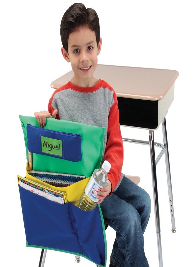 Really Good Stuff Multi-Pocket Chair Pockets with Pencil Case and Water Bottle Holder - 6 Pack - Green/Blue | Classroom Essentials & Must Haves, Seat Sacks for Students, Desk Organizer, Storage Bag - Image 3