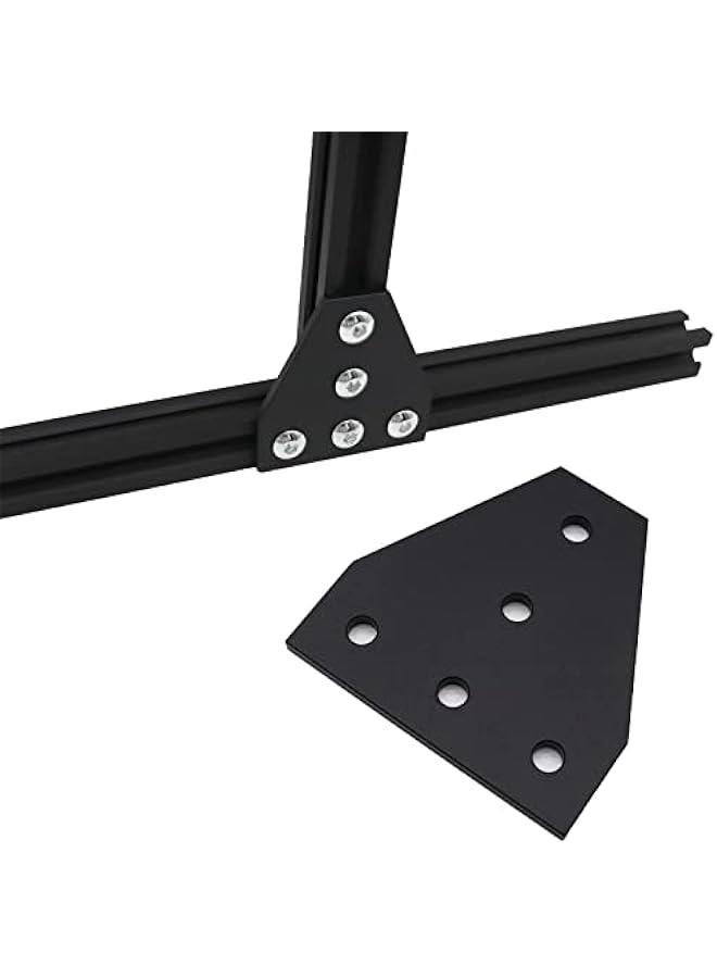 10pcs Black 2020 Series Corner Bracket Plate 5 Hole L Shape Joint Plates for Slot 6mm 20S Aluminum Rail Accessories (10PCS T Shape Without Screws and Nuts) - Image 4