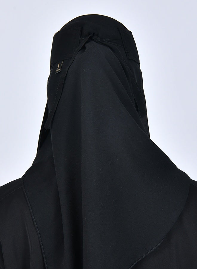 عبايات حوراء نقاب مطاط مائل ببطانه حرير قصير - Image 4