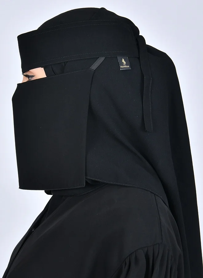 عبايات حوراء نقاب مطاط مائل ببطانه حرير قصير