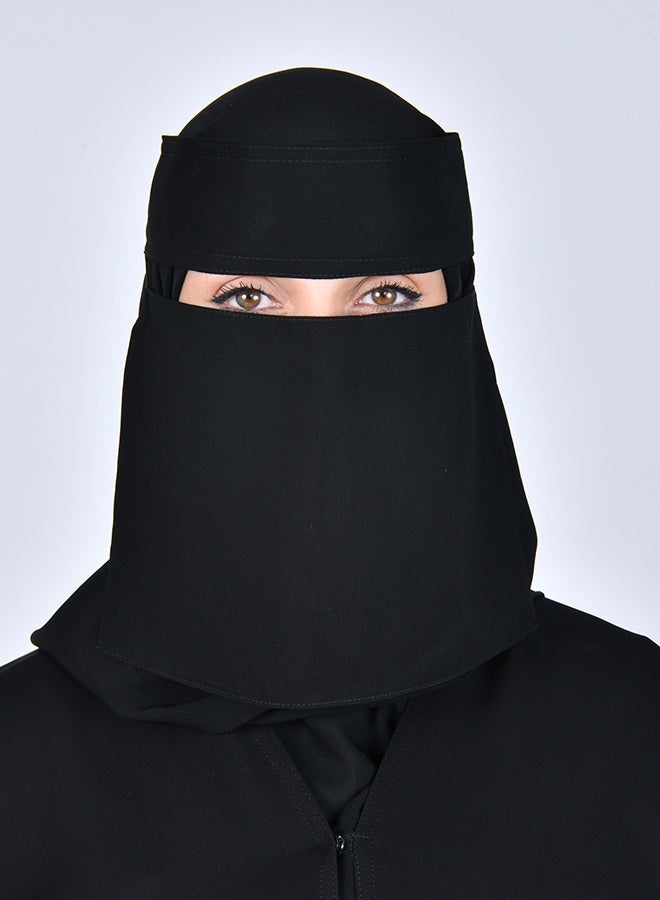 عبايات حوراء نقاب مطاط مائل ببطانه حرير قصير - Image 3