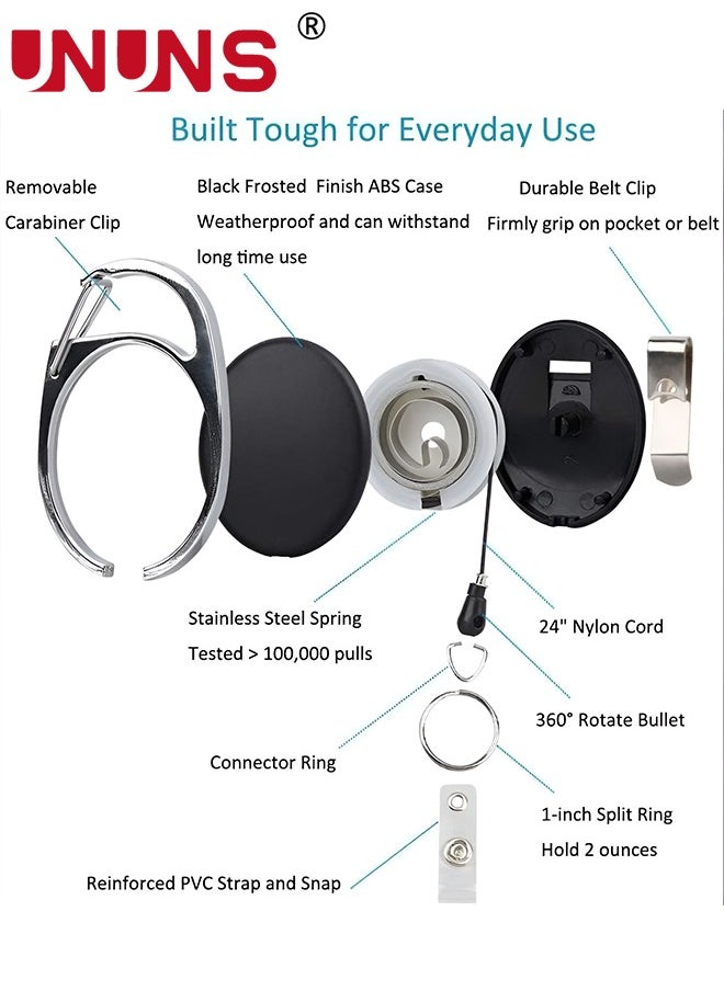 UNUNS ID Badge Holder With Clip,4 Pack Hard Plastic Retractable Badge Holder,Clear ID Card Holders With Easy Access Thumb Slot And Chain Holes,For Credit Cards, Driver's Licenses-Horizontal  - Image 3