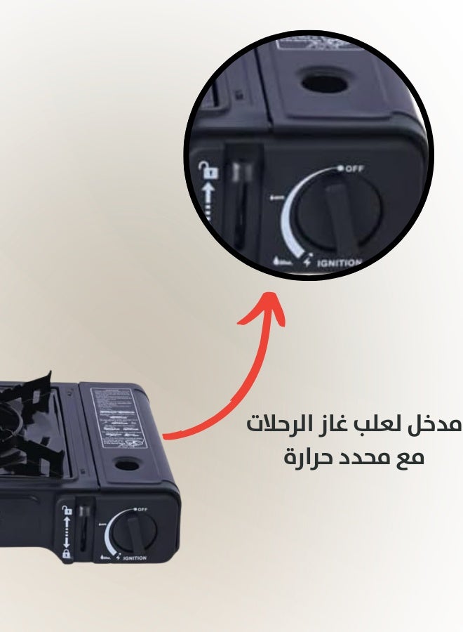 بيست كامب موقد غاز محمول 2 في 1 للتخييم والسفر والنزهات موقد ذو شعلة واحدة، خفيف الوزن  بلون أحمر مع حقيبة - Image 3