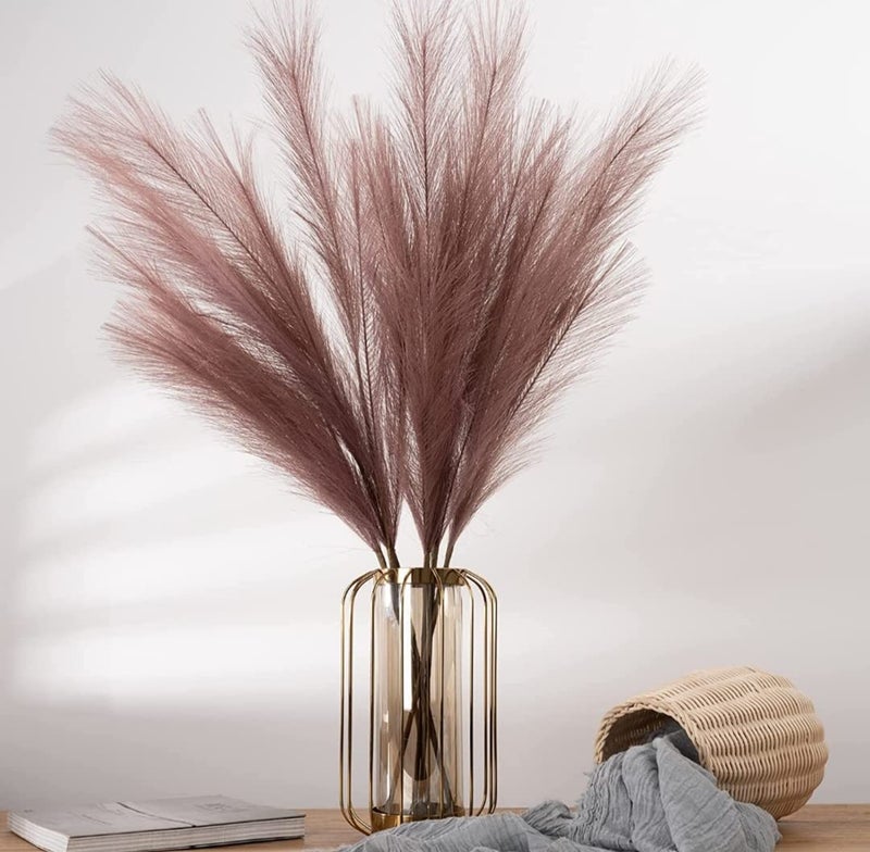 VRB Dec ™ 3 قطع من عيدان العشب الصناعي | زهور صناعية للزهور | عناصر ديكور لزهور غرفة المعيشة، المكتب، غرفة النوم، طاولة الشرفة، عناصر ديكور ديوالي (عبوة من 3) (وردي فاتح) - Image 5