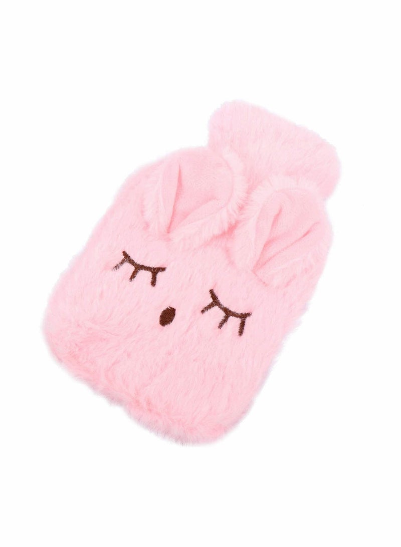 SYOSI 1 Set Hot Water Bottle Plush Rabbit Detachable Winter Hand Warmer Hot Water Bag with Cover for Cramps Pain Relief Arthritis Aches Pains (Pink) - Image 1