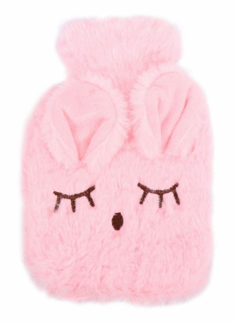 SYOSI 1 Set Hot Water Bottle Plush Rabbit Detachable Winter Hand Warmer Hot Water Bag with Cover for Cramps Pain Relief Arthritis Aches Pains (Pink) - Image 2