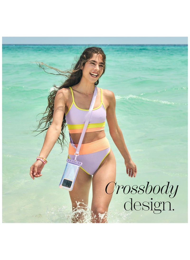 SOLARAE Waterproof Phone Pouch/Case Colorful,  Phone Case Dry Bag, Travel Beach Cruise Ship Essentials [Fits up to 6.8 Inch Phones] - with Crossbody Lanyard for iPhone 15 Pro Max/ 14 Pro Max/ S24 - Iridescent - Image 5