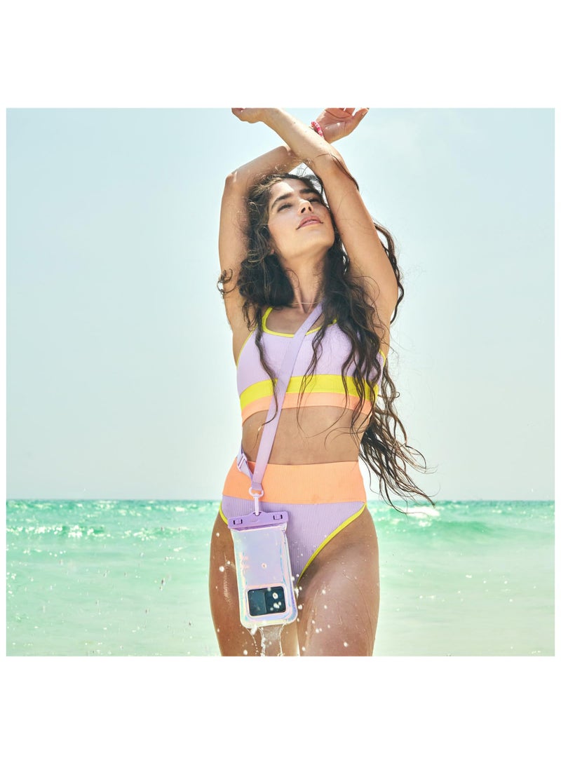 SOLARAE Waterproof Phone Pouch/Case Colorful,  Phone Case Dry Bag, Travel Beach Cruise Ship Essentials [Fits up to 6.8 Inch Phones] - with Crossbody Lanyard for iPhone 15 Pro Max/ 14 Pro Max/ S24 - Iridescent - Image 4