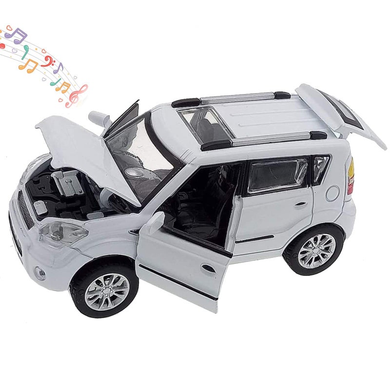 Mzexoma Toy Cars Diecast Car Models KIA Soul Model CarsPull Back CarsCar Toy with Sound and Light for 3 Year Old BoysWhite - Image 2