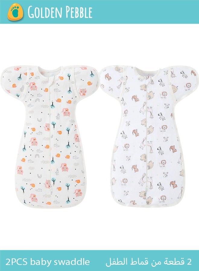60cm*30cm Baby Wearable Blanket with 2-Way Zipper Easy to Use, 100% Cotton Fiber Soft and Skin-Friendly Sleep Bag with Sleeves Swaddle Transition Sleep Bag Sack Clothes for 6-9 Months Baby