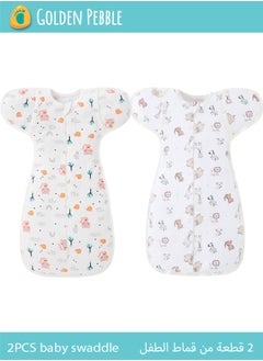 bbet 60cm*30cm Baby Wearable Blanket with 2-Way Zipper Easy to Use， 100% Cotton Fiber Soft and Skin-Friendly Sleep Bag with Sleeves Swaddle Transition Sleep Bag Sack Clothes for 6-9 Months Baby  - Image 1
