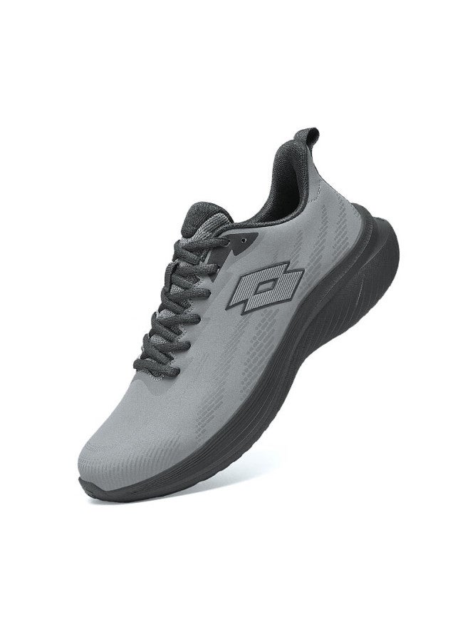 Lotto Men's Spring Soft Sole Water-repellent Leather Sports Running Shoes Shock Absorption Casual Shoes 375 Onyx Gray Size 40 - Image 2