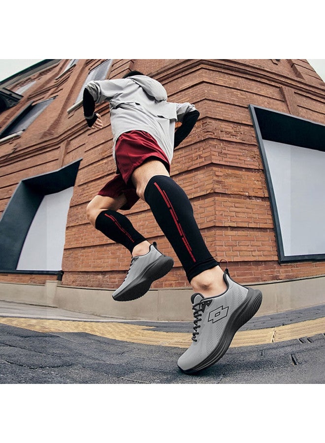 Lotto Men's Spring Soft Sole Water-repellent Leather Sports Running Shoes Shock Absorption Casual Shoes 375 Onyx Gray Size 40 - Image 1