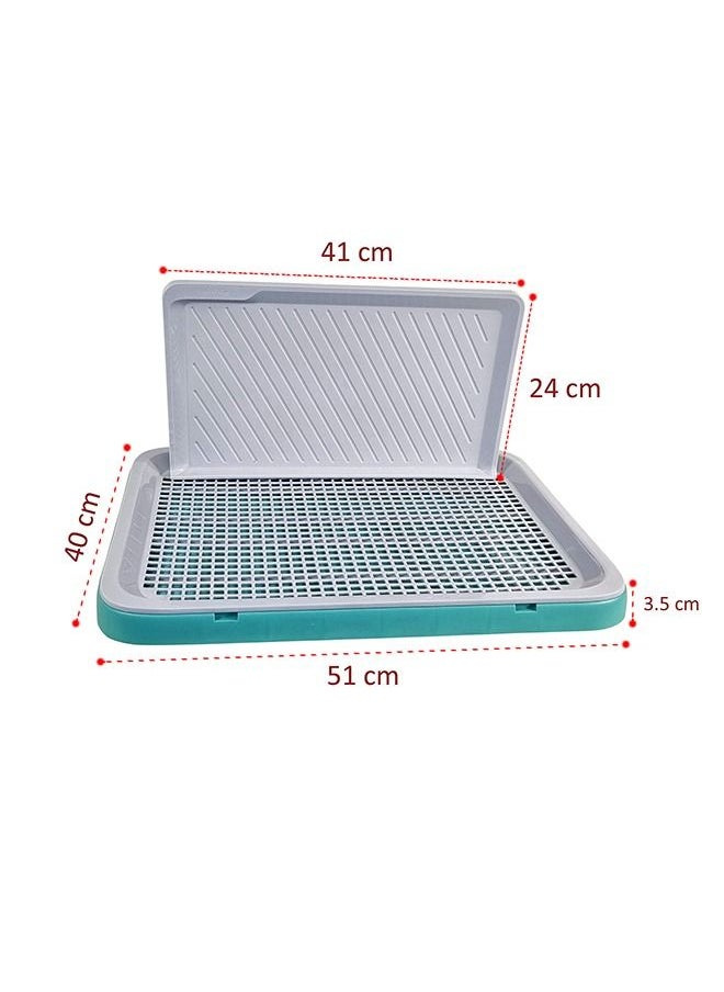 MAJIBAO - Dog Toilet Training, Dog Potty Tray, Washable & Easy To Clean, Keep Paws and Floor Clean, Portable, Dog Pee Training, Durable, Indoor & Outdoor, Green & Grey Color, Small Size, 51 Cm Length - Image 1
