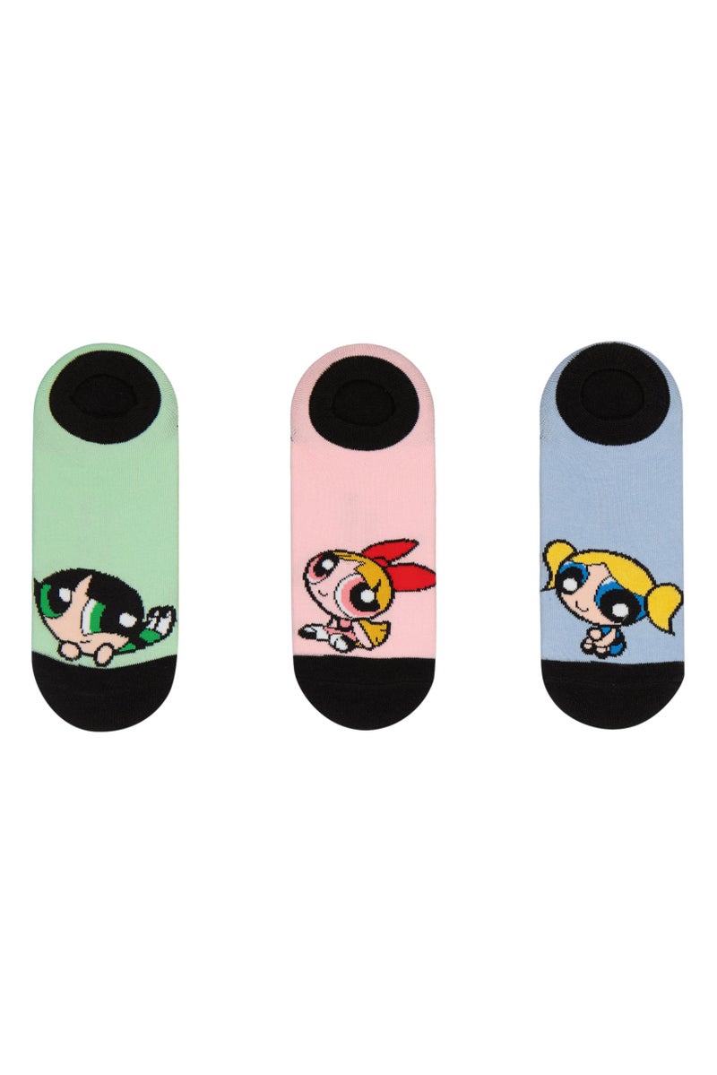 CARTOON NETWORK Kids Girl 3 Pairs The Power Puff Girls  Socks, Multicolor  - Image 1