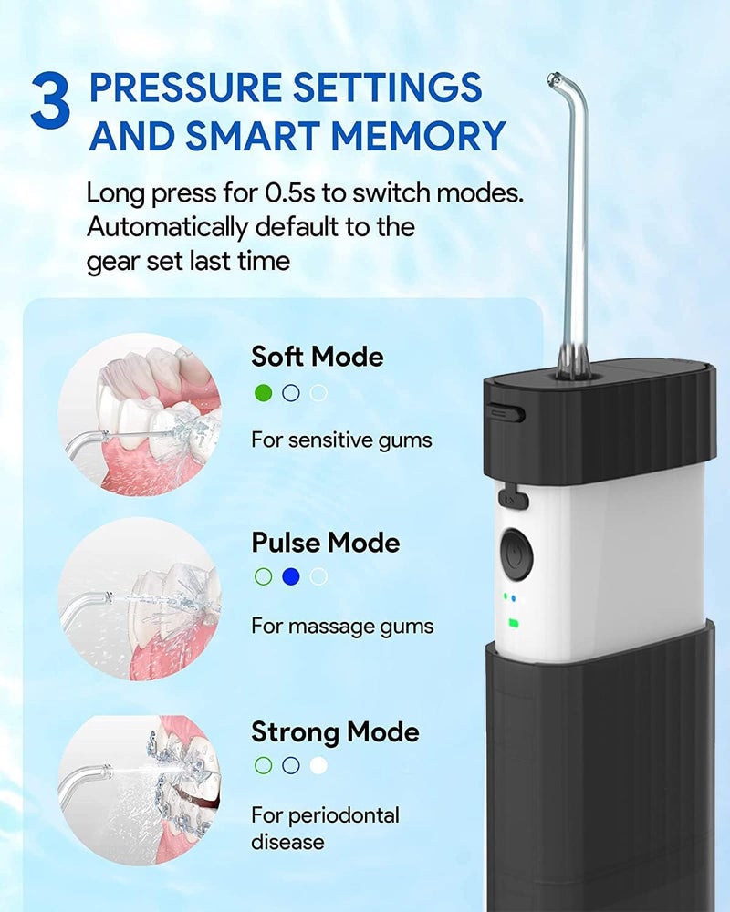 ibsun Portable Water Flosser for Teeth, Mini Cordless Oral Irrigator, Rechargeable Travel Dental Flosser with Telescopic Water Tank, IPX7 Waterproof, Black - Image 3