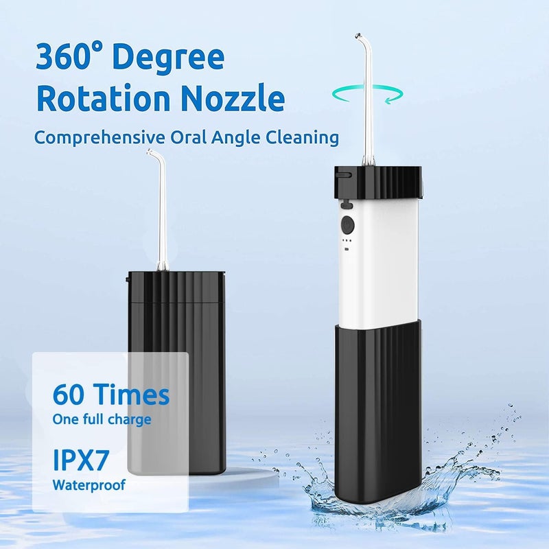 ibsun Portable Water Flosser for Teeth, Mini Cordless Oral Irrigator, Rechargeable Travel Dental Flosser with Telescopic Water Tank, IPX7 Waterproof, Black - Image 2