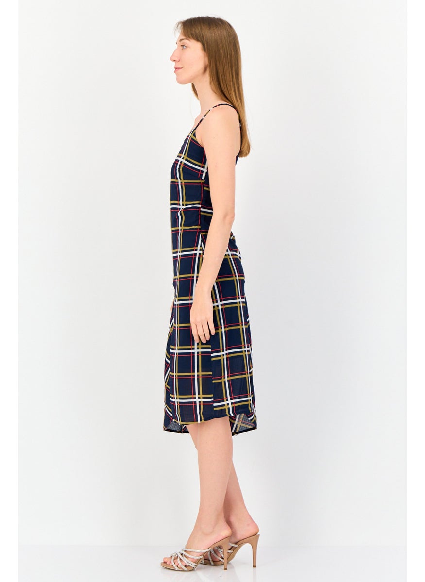 ONLY Women Checkered Midi Asymmetrical Dress, Multicolor  - Image 4