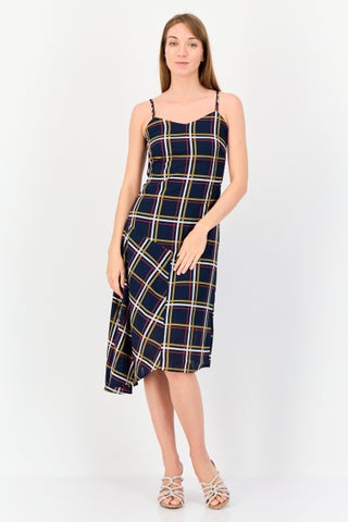 Women Checkered Midi Asymmetrical Dress, Multicolor - pzsku/ZB672355F68DFB7A862D7Z/45/1749564708/e7c5d4bc-b8b6-41db-9156-dc58668fd0c1