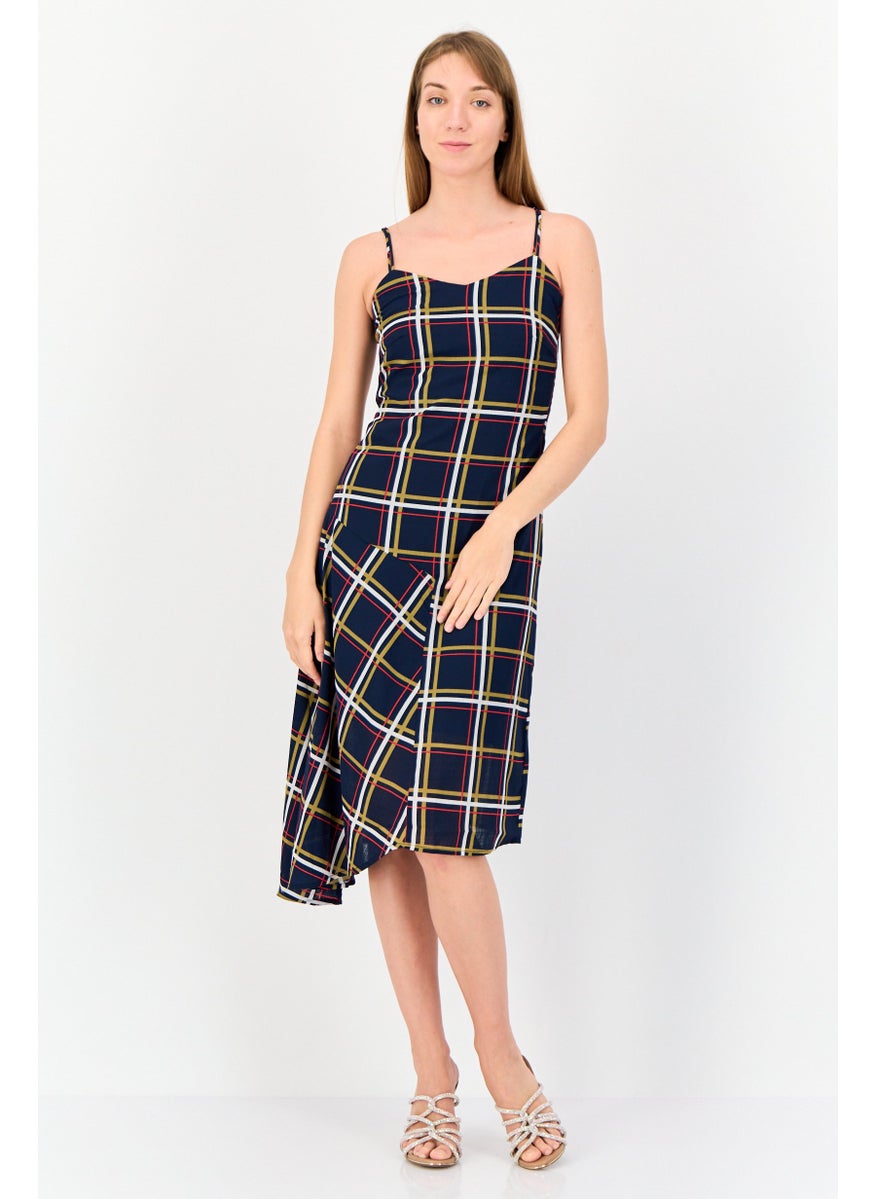 ONLY Women Checkered Midi Asymmetrical Dress, Multicolor  - Image 1