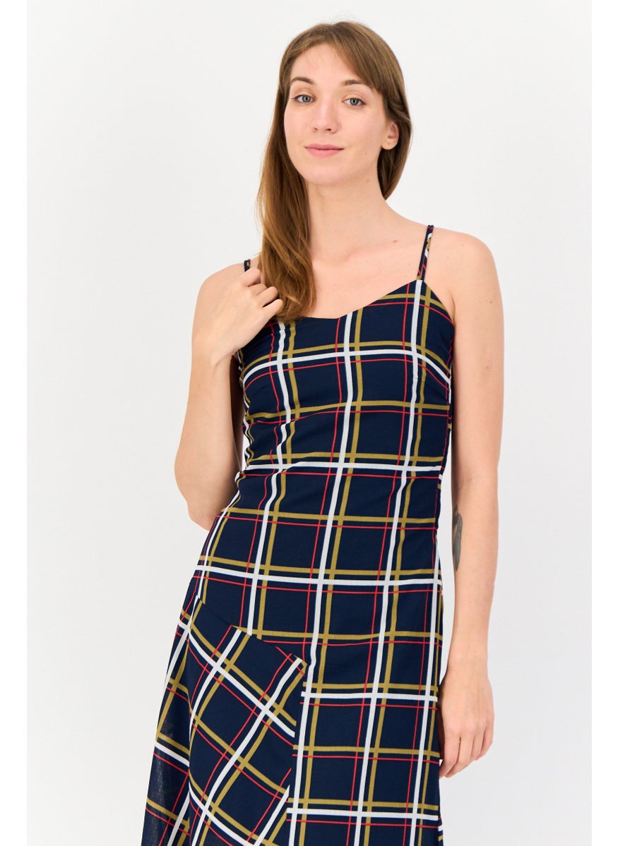 ONLY Women Checkered Midi Asymmetrical Dress, Multicolor  - Image 3