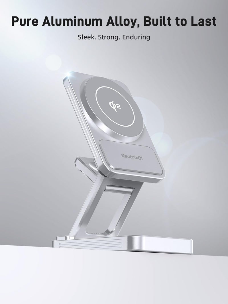 NeotrixQI Magnetic Wireless Charger for Samsung, Aluminum Alloy 3 in 1 Charging Station for Samsung Galaxy S26 Ultra/Z Fold7/Flip7/Buds4, Qi2 Foldable Travel Watch Charger for Galaxy Watch 8/Ultra/7 - Image 5