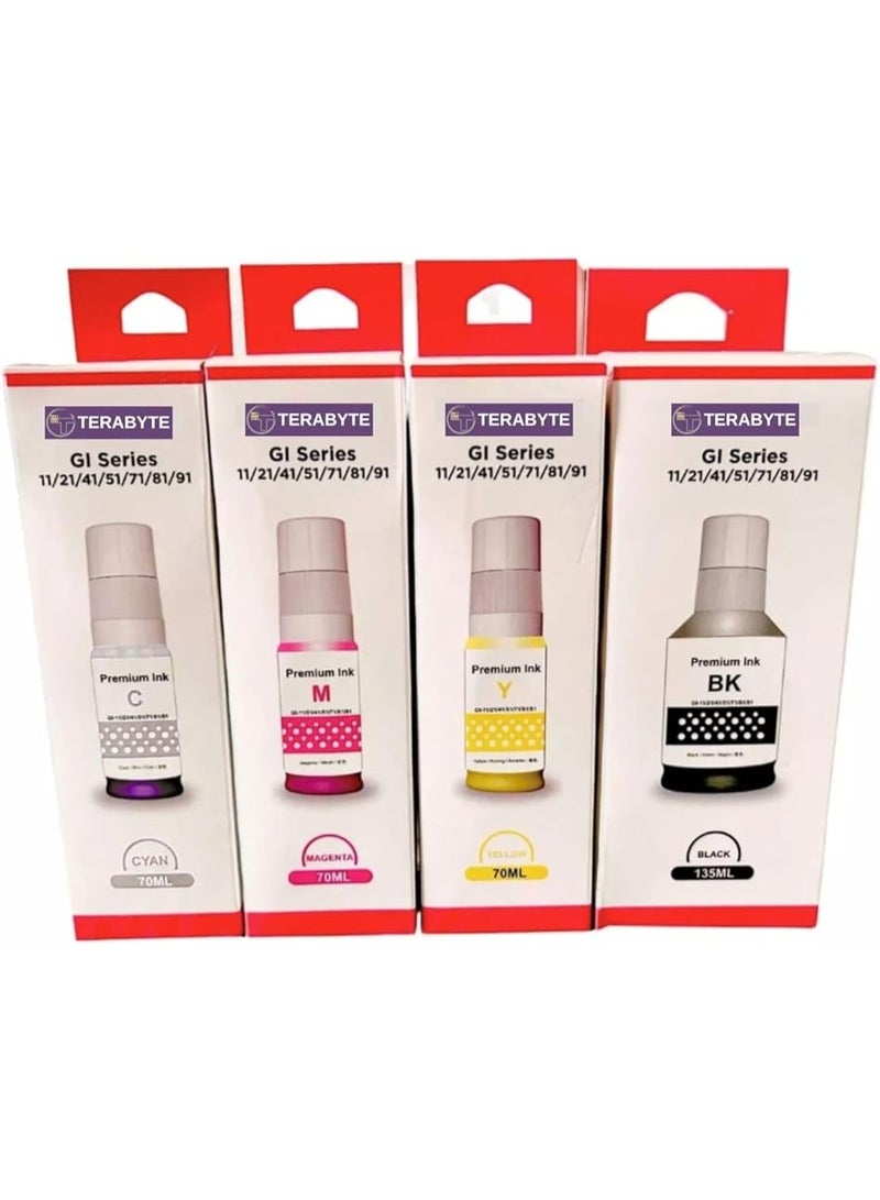 Terabyte GI-41 G3470 G4470 Color Ink Set GI-41 Compatible With Cann Pixme Printers - Pixma G2420 G2430 G2460 G2470 G3420 G3430 G3460 G3470 G4470 - Image 1
