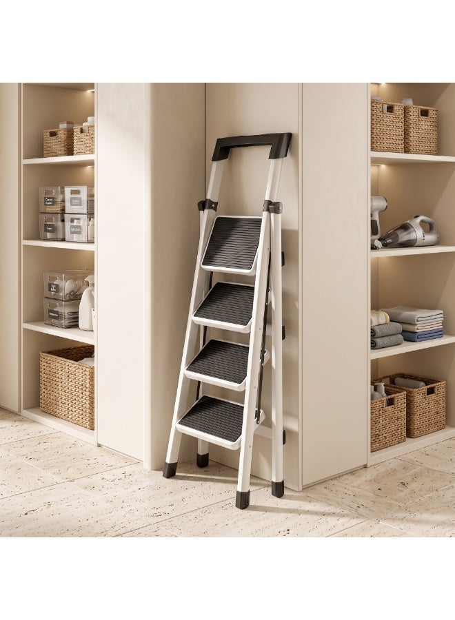 Visionnaire Foldable Ladder 5 Steps, Home Folding Step with Tool Holder, Wide Anti-Slip Pedal, Adults Sturdy Steel Ladder for Home Kitchen Garden Office - Image 3