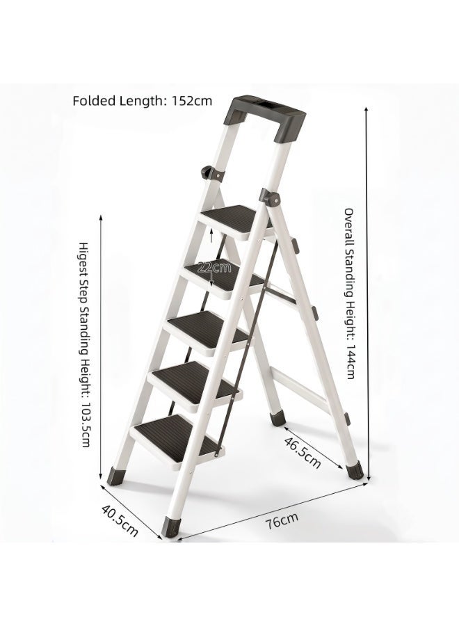 Visionnaire Foldable Ladder 5 Steps, Home Folding Step with Tool Holder, Wide Anti-Slip Pedal, Adults Sturdy Steel Ladder for Home Kitchen Garden Office - Image 5