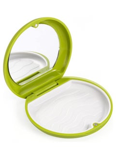 Generic Retainer Case Slim Aligner Case, Retainer Mouth Guards Travel Case with Mirror(Circle,Green) 