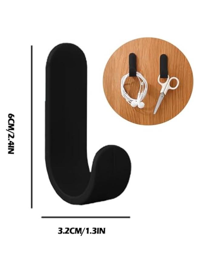 20 Pack Adhesive Hooks Utility Wall Hooks, Cute Key Hooks Plastic Decorative Wall Holder, Black Self Adhesive Wall Hooks for Hats, Towels, Shower, Entryway, Kitchen, Office (Black) - Image 3