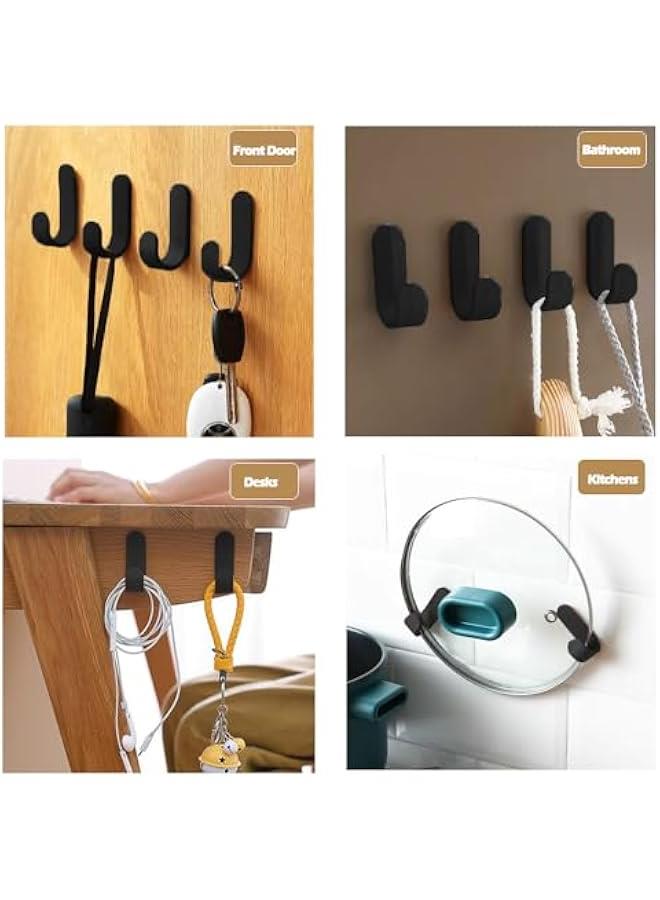 20 Pack Adhesive Hooks Utility Wall Hooks, Cute Key Hooks Plastic Decorative Wall Holder, Black Self Adhesive Wall Hooks for Hats, Towels, Shower, Entryway, Kitchen, Office (Black) - Image 4