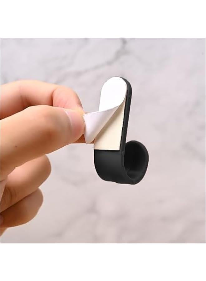 20 Pack Adhesive Hooks Utility Wall Hooks, Cute Key Hooks Plastic Decorative Wall Holder, Black Self Adhesive Wall Hooks for Hats, Towels, Shower, Entryway, Kitchen, Office (Black) - Image 5