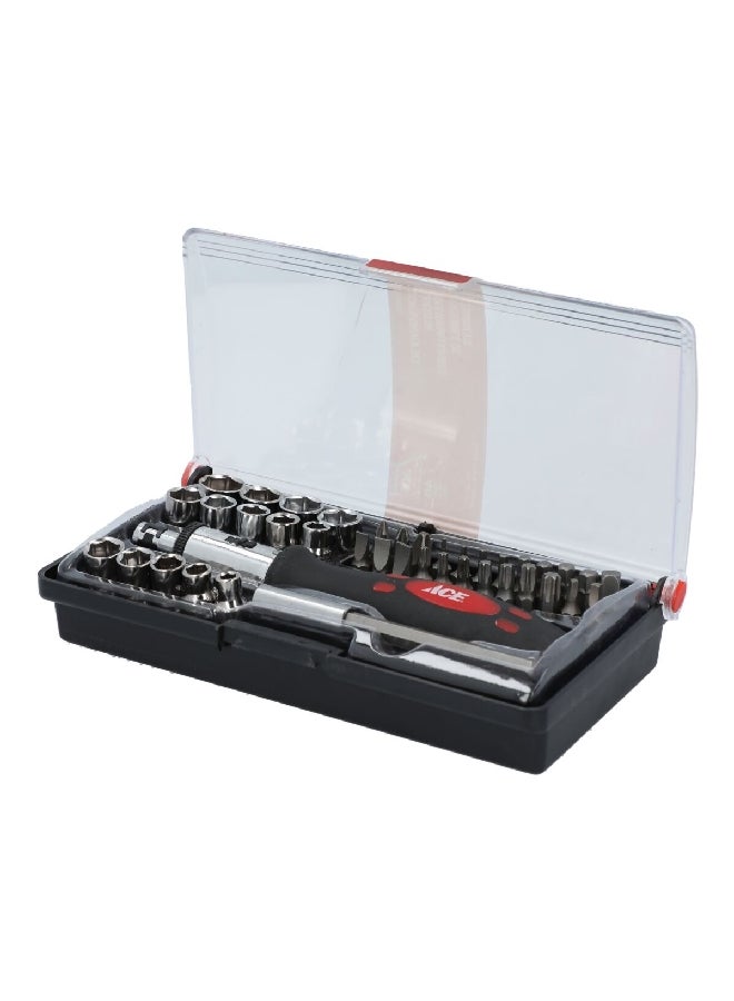ACE 40-Piece Premium Quality Screwdriver and Socket Set Black and Silver YFS-34  - Image 1