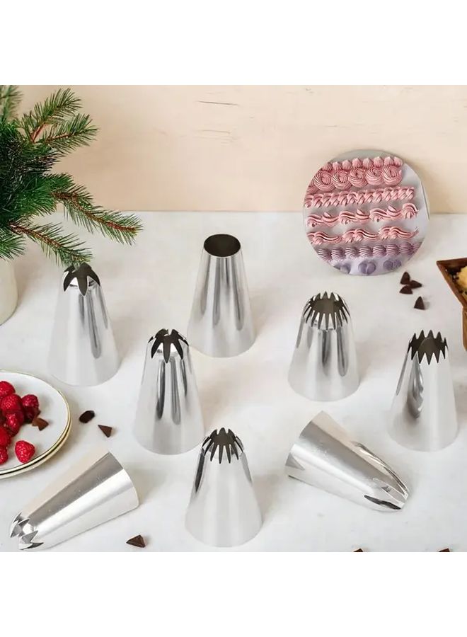 8pcs Stainless Steel Piping Nozzles Set Medium Cake Decorating Tool Kit For Cupcakes Cakes Puffs And Baked Goods Includes Interchangeable Tips For Versatile Decorating Baking Essentials - Image 5