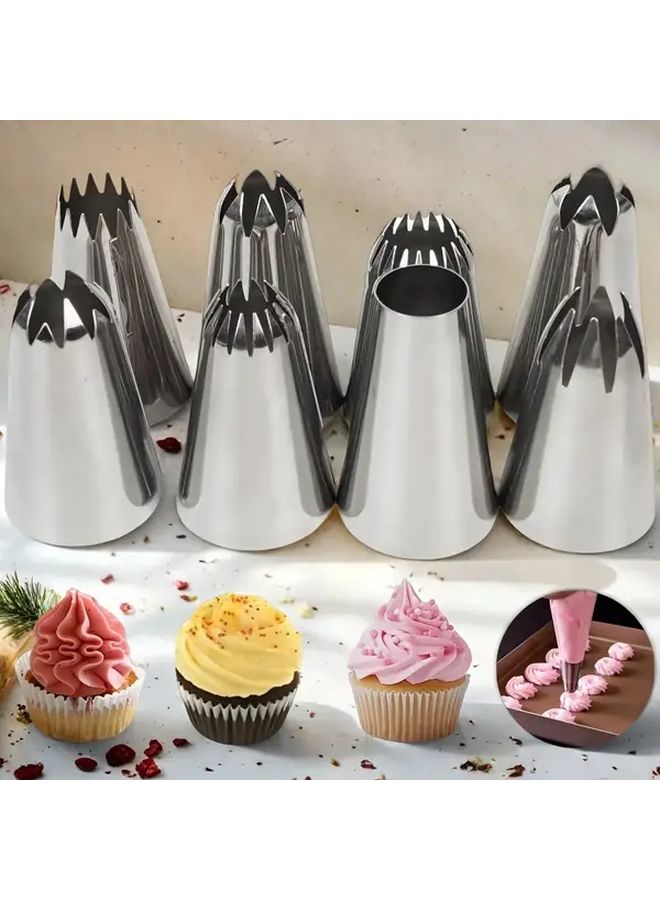 8pcs Stainless Steel Piping Nozzles Set Medium Cake Decorating Tool Kit For Cupcakes Cakes Puffs And Baked Goods Includes Interchangeable Tips For Versatile Decorating Baking Essentials - Image 2