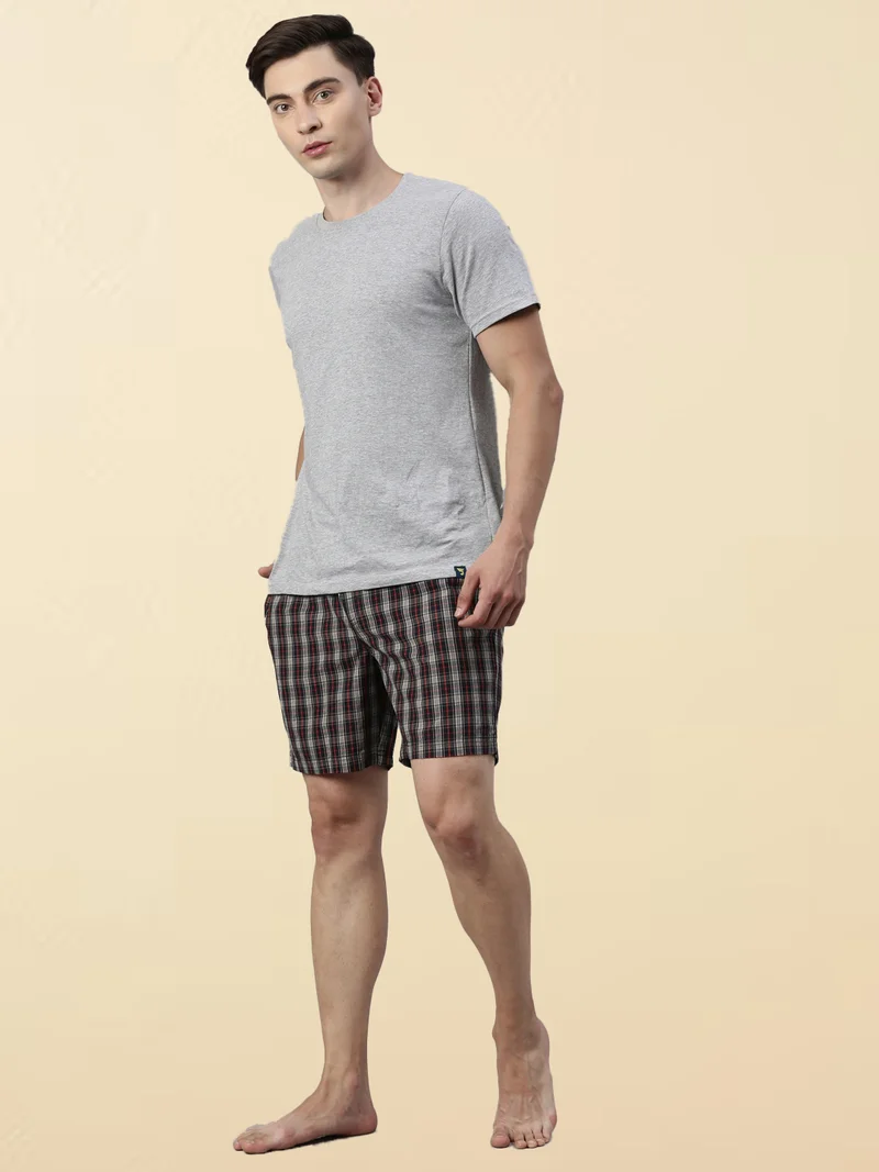 Joven  Brown Checked Lounge Shorts for Men for Men | Best Price UAE