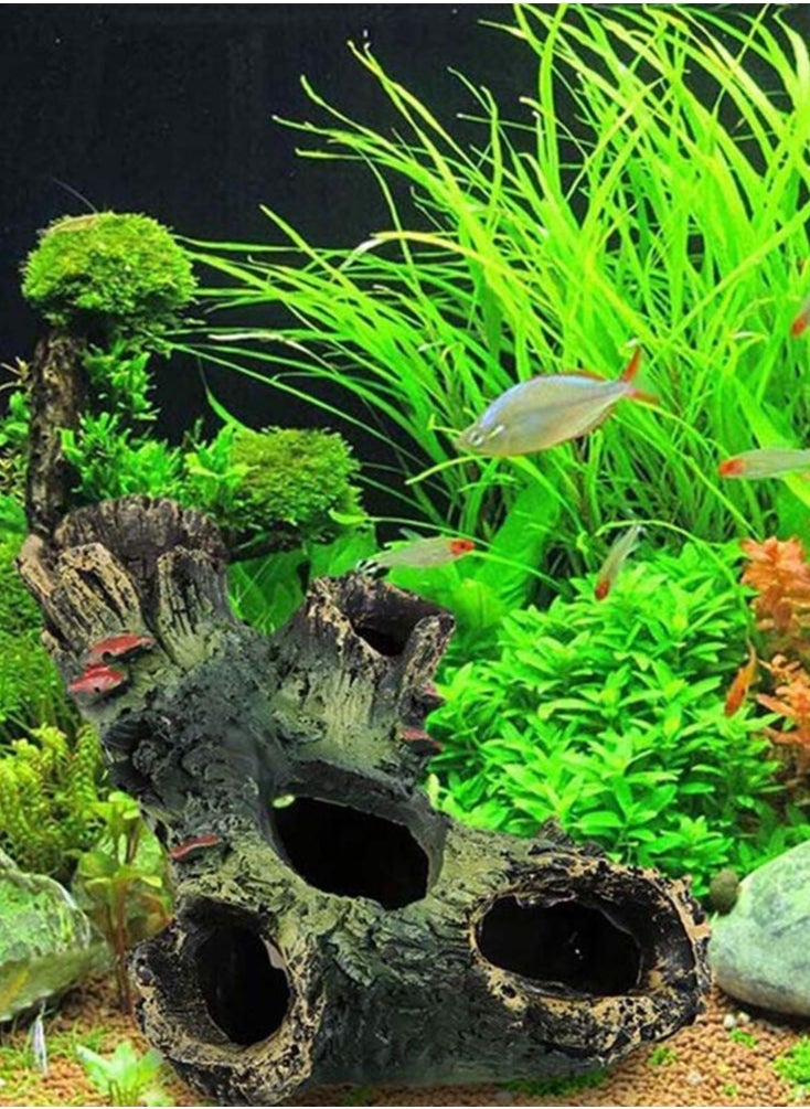 Decaying Trunk Aquarium Betta Fish Ornament, Fish Tank Wood Decoration Resin Aquarium Log Cave Driftwood for Hideout Holes - Image 4