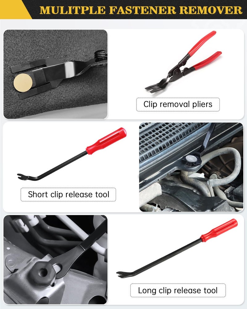 Poraxy Trim Removal Tool,120Pcs Car Panel Door Audio Removal Tool Kit, Auto Clip Pliers Fastener Remover Pry Tool Set with Storage Bag - Image 3